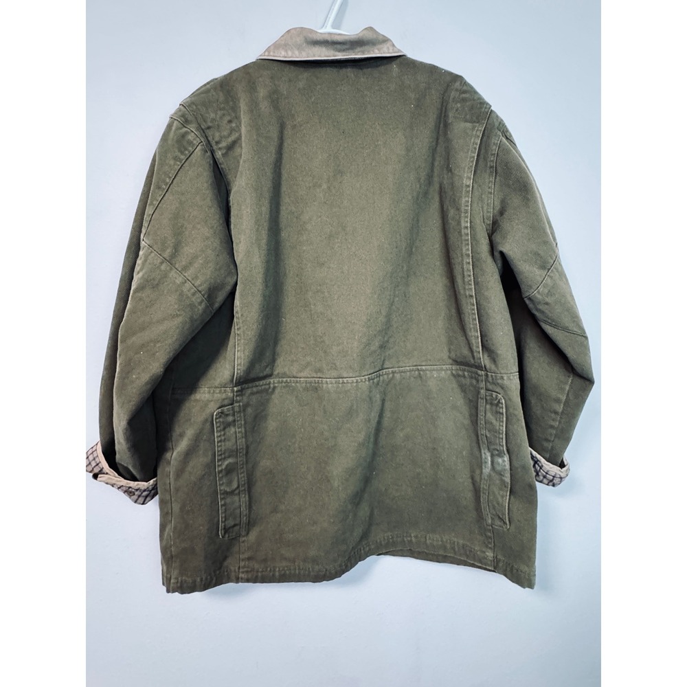 Vintage Columbia River Lodge Barn Chore Jacket Olive Green Flannel Lined Large - Picture 3 of 15